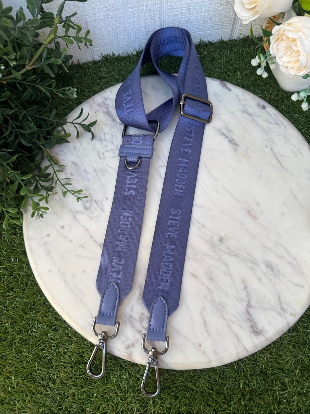 Steve Madden Lavender Logo Adjustable Bag Strap periwinkle blue New Guitar strap